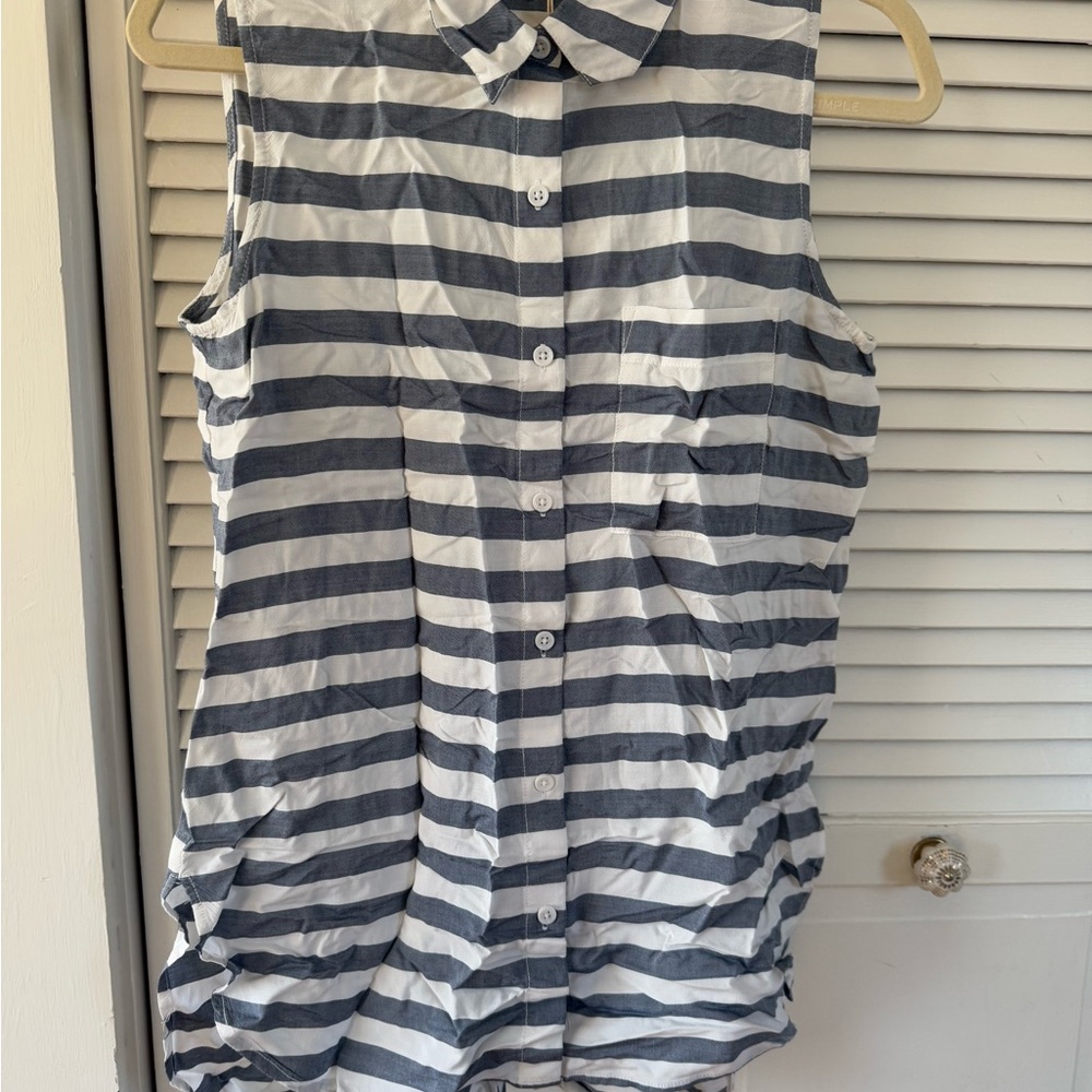 beachlunchlounge Navy and White Striped Sleeveless Top